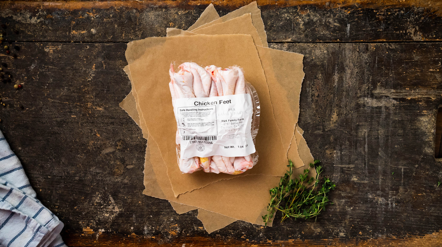 packaged pasture raised chicken feet