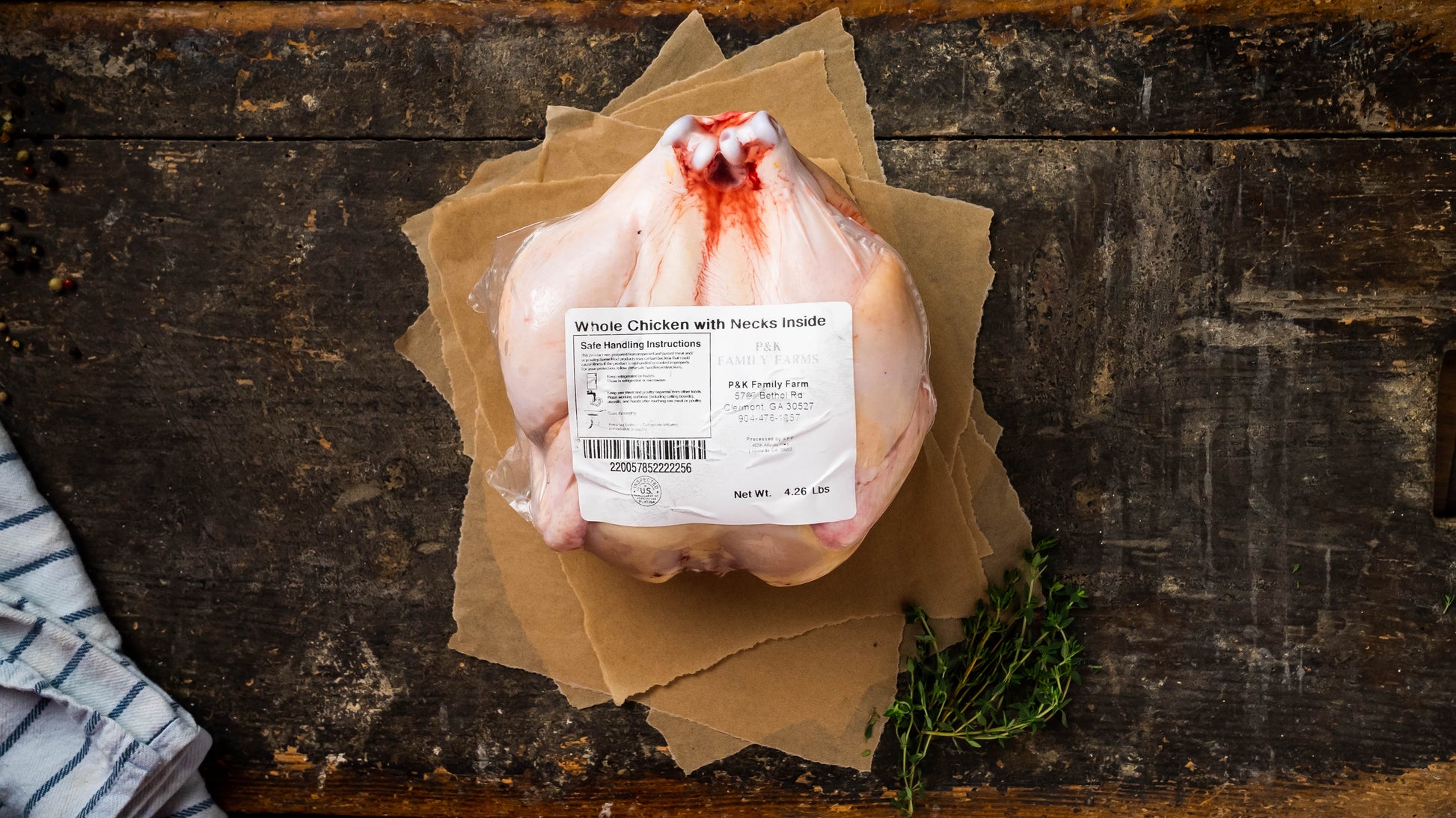 Vacuum Sealed  Pasture Raised Whole Chicken