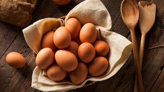 farm fresh eggs in basket